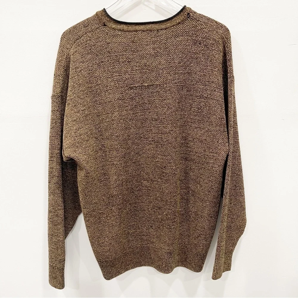 Segreto Brown Tan Knit V-Neck Sweater Wool Blend Men’s Medium